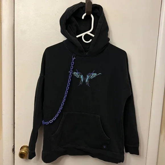 Vitriol Women’s Hooded Sweatshirt Black/Butterfly With Plastic Chain Size Small - Picture 1 of 5
